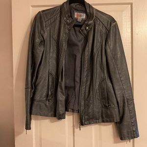 Faux gray leather Moto jacket